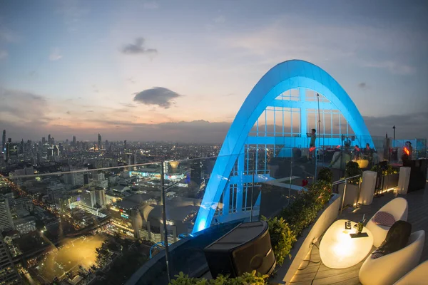 Skyline Bangkok Notte Vista Dal Cru Bar Del Centara Grand — Foto Stock