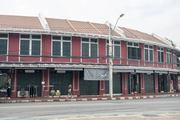 Edifício Colonial Estrada Phra Athit Banglamphu Cidade Bangkok Tailândia Sudeste — Fotografia de Stock