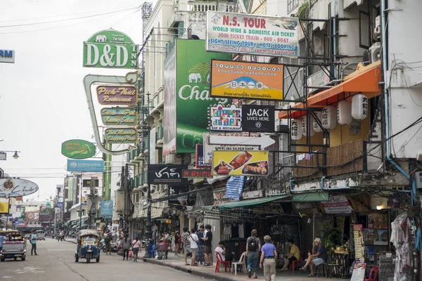 Khao San Road Banglamphu Στο Πόλη Της Μπανγκόκ Στην Ταϊλάνδη — Φωτογραφία Αρχείου