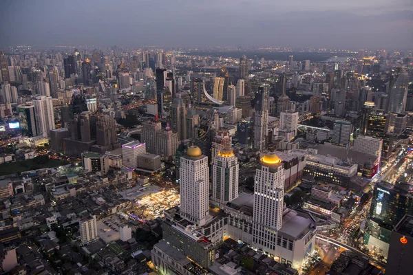 Blick Der Nacht Vom Baiyoke Sky Hotel Der Stadt Bangkok — Stockfoto