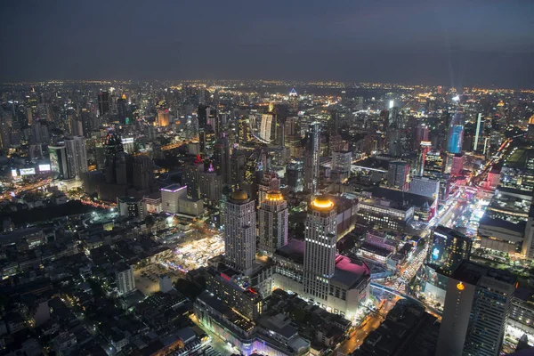 Vista Nocturna Desde Baiyoke Sky Hotel Ciudad Bangkok Tailandia Southeastasia —  Fotos de Stock