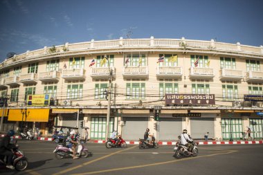 Southeastasia Tayland Bangkok şehir Banglamphu Wat Suthat yakınındaki bir sömürge binası. Tayland, Bangkok, Kasım, 2018