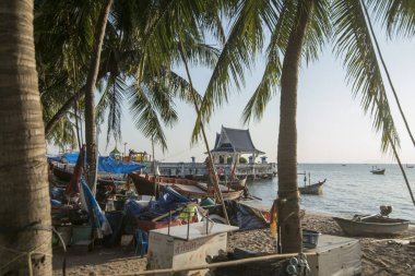 Lang Beach Halk Parkı Provinz Chonburi Tayland Bangsaen Town, Bang Saen sahilde balık tutma kumsalda. Tayland, Bangsaen, Kasım, 2018