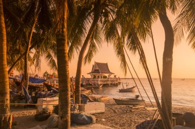 Lang Beach Halk Parkı Provinz Chonburi Tayland Bangsaen Town, Bang Saen sahilde balık tutma kumsalda. Tayland, Bangsaen, Kasım, 2018