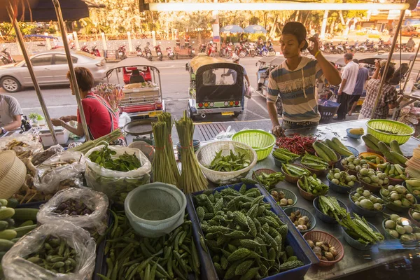 Verdura Tailandesa Mercado Día Centro Ciudad Racha Provincia Chonburi Tailandia — Foto de Stock