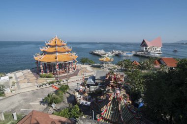  Wat Koh Loyi üzerinde ada, Koh Loy Tayland Provinz Chonburi Si Racha kasaba. Tayland, Bangsaen, Kasım, 2018