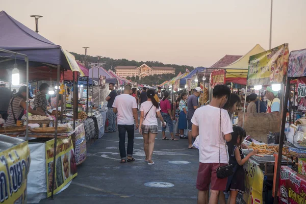 Mercato Notturno Strada Piedi Sulla Costa Laemtan Presso Spiaggia Bang — Foto Stock