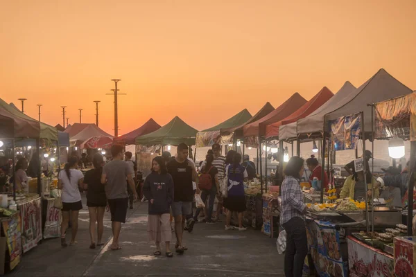 Mercato Notturno Strada Piedi Sulla Costa Laemtan Presso Spiaggia Bang — Foto Stock