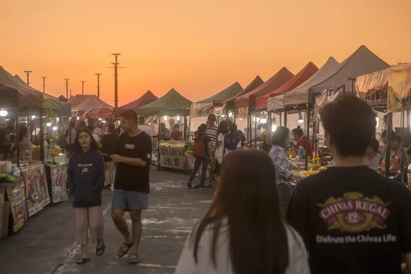 Mercato Notturno Strada Piedi Sulla Costa Laemtan Presso Spiaggia Bang — Foto Stock