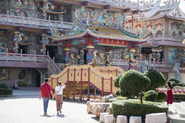 Çin Tapınağı, Thepsathit Phra Kiti Chaloem kasaba Ang Sila düzgün Bang Saen Provinz Chonburi Tayland içinde içinde. Tayland, Chonburi, Kasım, 2018