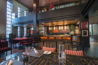 bir restoranda ao Provinz Chonburi Tayland Pattaya şehir Pattaya körfezinin ile beach Road. Tayland, Pattaya, Kasım, 2018