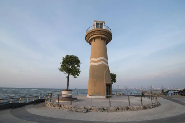 Phare Coucher Soleil Sur Route Beach Dans Ville Pattaya Dans — Photo