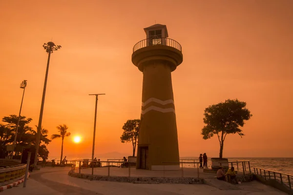 Torre Luz Atardecer Carretera Playa Ciudad Pattaya Provincia Chonburi Tailandia — Foto de Stock