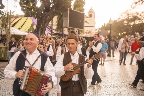 Traditonal Madeira Folklor Muzyka Grupy Festa Flor Lub Wiosny Festiwal — Zdjęcie stockowe