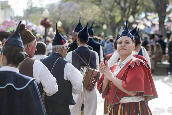 Bir Traditonal Madeira Folklor Müzik Grubu Festa Flor Veya Bahar — Stok fotoğraf