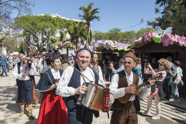 Traditonal Madeira Folklor Muzyka Grupy Festa Flor Lub Wiosny Festiwal — Zdjęcie stockowe