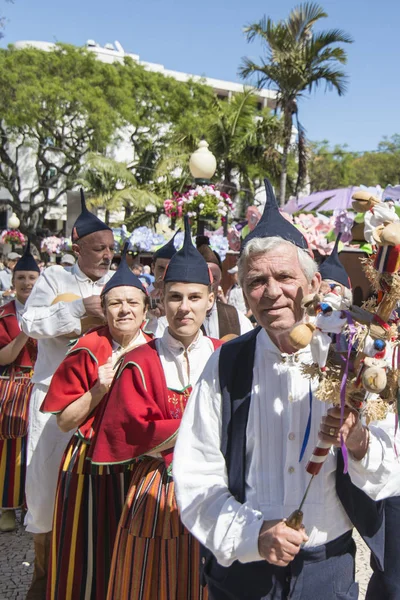 Tradičními Madeira Folklórní Hudební Skupina Festa Flor Nebo Jarní Květinový — Stock fotografie