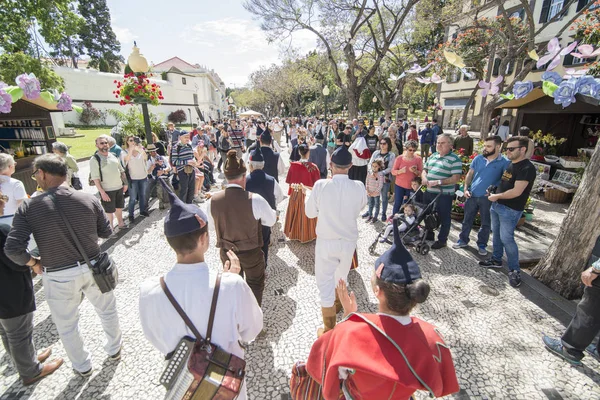 Traditonal Madeira Folklore Music Group Festa Flor Spring Flower Festival — Stock Photo, Image
