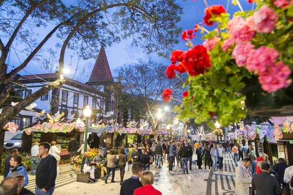 Цветочный Рынок Рыночная Улица Avenida Arriaga Фестивале Festa Flor Spring — стоковое фото