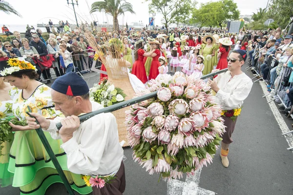 Erkekler Renkli Elbise Festa Flor Veya Bahar Çiçek Festivali Funchal — Stok fotoğraf