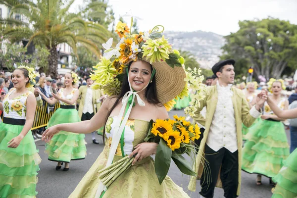 Donne Vestite Con Abiti Colorati Alla Festa Flor Festa Dei — Foto Stock