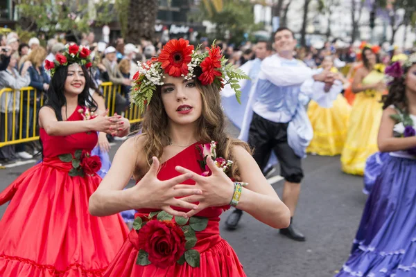 Donne Vestite Con Abiti Colorati Alla Festa Flor Festa Dei — Foto Stock