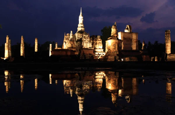 Asijský Thajsko Sukhothajský chrám Mahathe — Stock fotografie