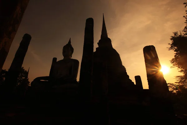 Asijský Thajsko Sukhothajský chrám Stupa — Stock fotografie