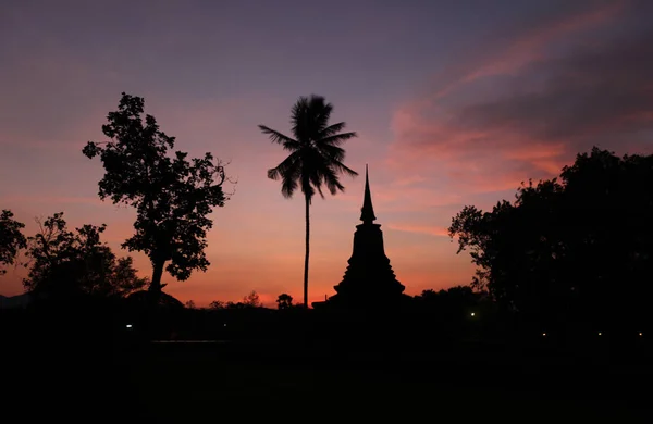 Asijský Thajsko Sukhothajský chrám Stupa — Stock fotografie