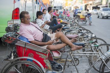 Tayland Phitsanulok City Road Bisiklet Taksi