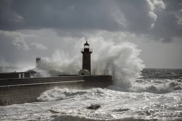 Európa Portugália Porto Beachfront Lighttower — Stock Fotó