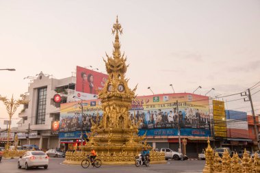 Kuzey Tayland 'daki Chiang Rai şehrindeki saat kulesi. Tayland, Chiang Rai, Kasım 2019