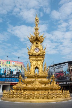 Kuzey Tayland 'daki Chiang Rai şehrindeki saat kulesi. Tayland, Chiang Rai, Kasım 2019