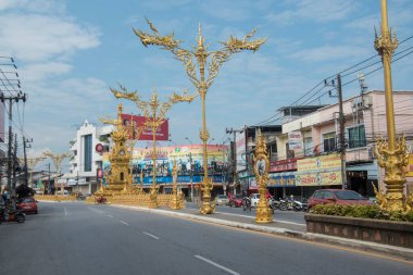Kuzey Tayland 'daki Chiang Rai şehrindeki saat kulesi. Tayland, Chiang Rai, Kasım 2019