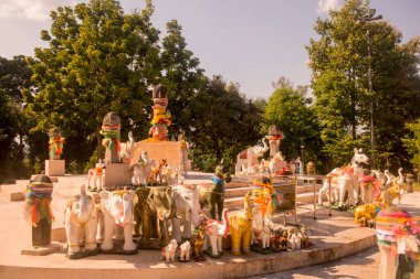 Kuzey Tayland 'daki Chiang Rai şehrinin Chiang Rai şehrindeki Phra Doi Chom Tong' da. Tayland, Chiang Rai, Kasım 2019