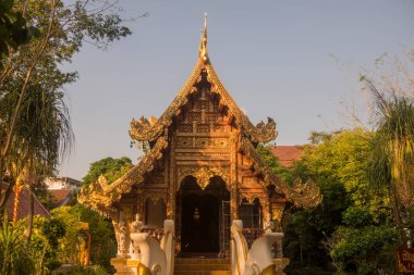 Kuzey Tayland 'daki Chiang Rai şehrindeki Wat Phra Singh Tapınağı. Tayland, Chiang Rai, Kasım 2019