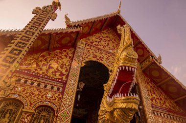 Kuzey Tayland 'daki Chiang Rai şehrindeki Wat Jet Yot. Tayland, Chiang Rai, Kasım 2019