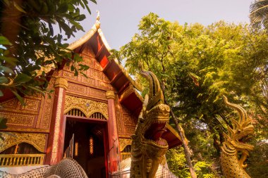 Kuzey Tayland 'daki Chiang Rai şehrindeki Wat Phra Kaew Tapınağı. Tayland, Chiang Rai, Kasım 2019