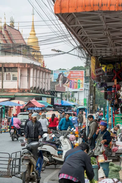 Calle Del Mercado Kad Luang Ciudad Chiang Rai Norte Tailandia — Foto de Stock