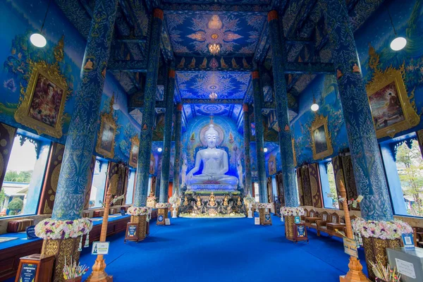 Статуя Будды Голубом Храме Ват Жонг Сью Десять Городе Чианг — стоковое фото