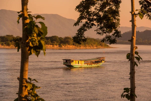 Sunset Mekong River Town Chiang Saen North City Chiang Rai — Stock Photo, Image