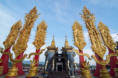 Kuzey Tayland 'daki Chiang Rai şehrinin kuzeyindeki Sop Ruak kasabasındaki Mekong Nehri' ndeki fil türbesi. Tayland, Chiang Sean, Kasım 2019