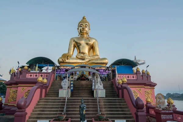 Giant Buddha Dragon Boat Temple Mekong River Town Sop Ruak — Stock Photo, Image