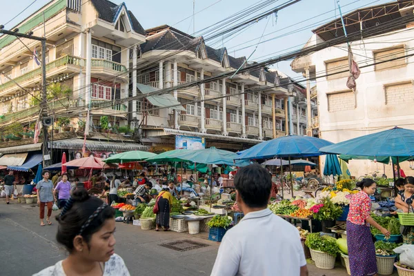 Vegetales Mercado Alimentos Calle Del Mercado Casco Antiguo Mae Sot — Foto de Stock