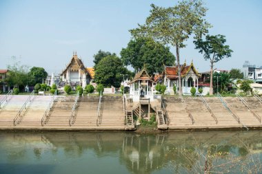 Phetchaburi şehrindeki Wat Phra Than Thantharath Tapınağı ya da Phetchaburi, Tayland 'da bulunan Phetchaburi. Tayland, Phetburi, Kasım 2019