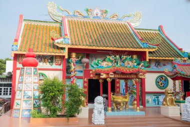Tayland 'ın Phetchaburi eyaletinde Phetchaburi şehrinde bir Çin tapınağı. Tayland, Phetburi, Kasım 2019