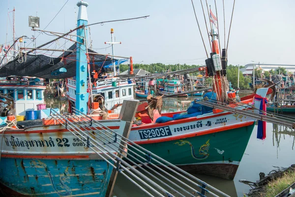 Fishingboat Harbour Gulf Thailand Ban Laem District City Phetchaburi Phetburi — Stock Photo, Image