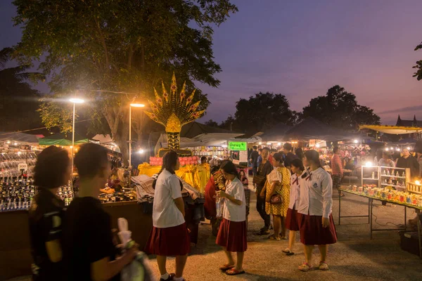 Mercato Notturno Presso Tempio Wat Bua Nella Città Phetchaburi Phetburi — Foto Stock