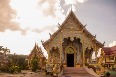 Wat Luang Chai Sathan Tayland 'ın Chiang Raii şehrindeki Chiang Khong kasabasında. Tayland, Chiang Khong, Kasım 2019