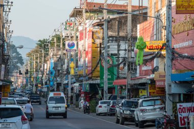 Tayland 'ın Chiang Raii şehrindeki Chiang Khong şehrindeki anayol. Tayland, Chiang Khong, Kasım 2019